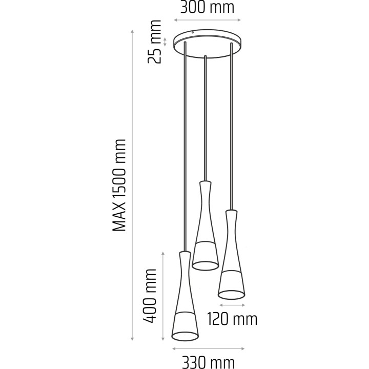 Lampa wisząca dąb Vegas2 zwis 3pł (plafon)