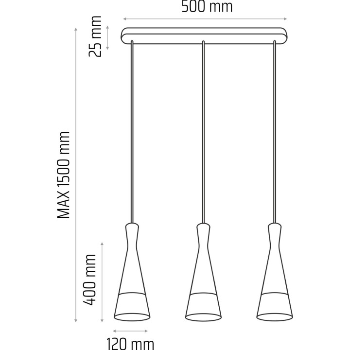 Lampa wisząca szara Vegas2 3pł