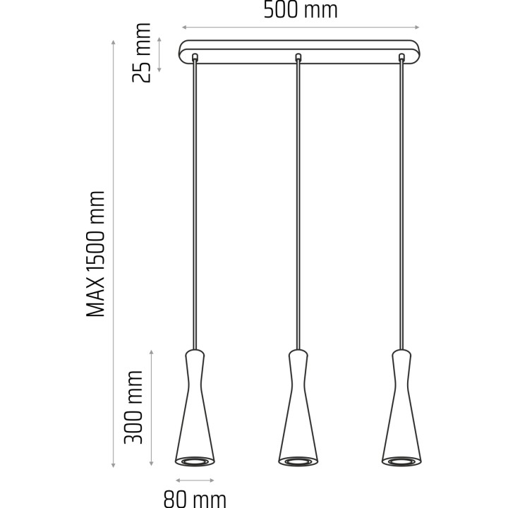Lampa wisząca szara Vegas 3 pł