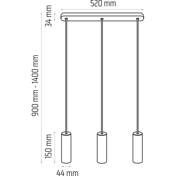 Lampa wisząca czarna Madera 3pł