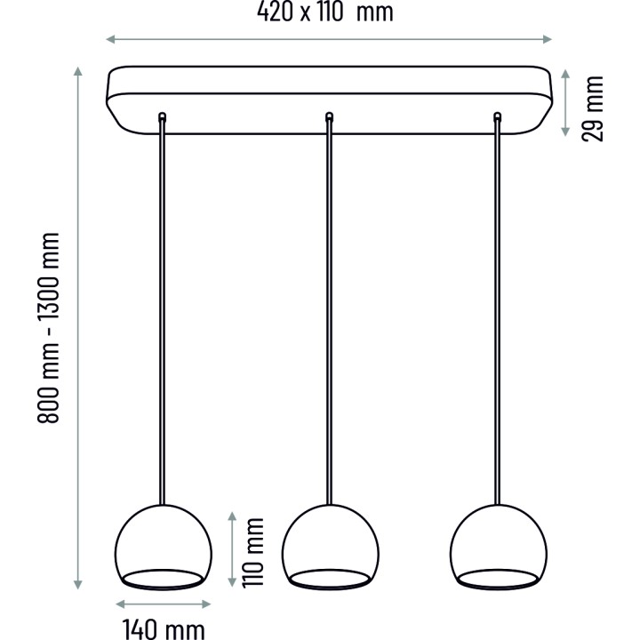 Lampa wisząca czarna Balli Kule 3pł