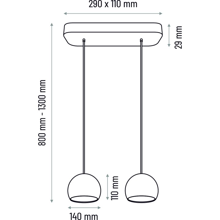 Lampa wisząca szara Balli Kule 2pł
