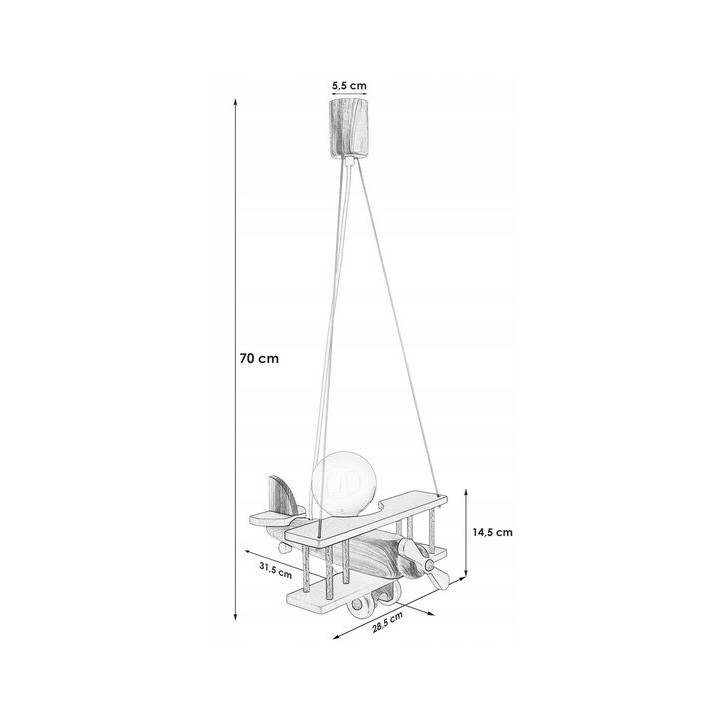 Lampa wisząca Samolot mały - naturalno-różowy