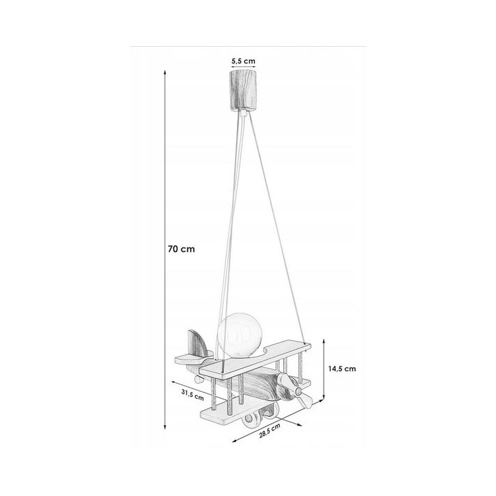 Lampa wisząca Samolot mały biało-naturalny