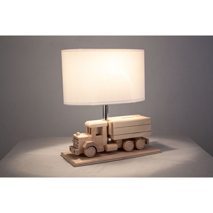 Lampa stołowa Ciężarówka - Skarbonka - biała