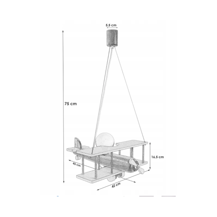 Lampa wisząca Samolot duży czarno-biały