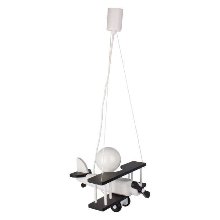 Lampa wisząca Samolot mały czarno-biały