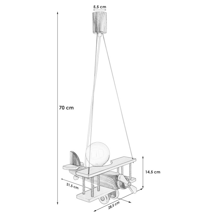 Lampa wisząca Samolot mały szaro-naturalny